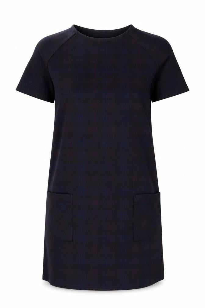 New Look Womens Blue Plaid Polyester Shift Size 8 Round Neck Pullover