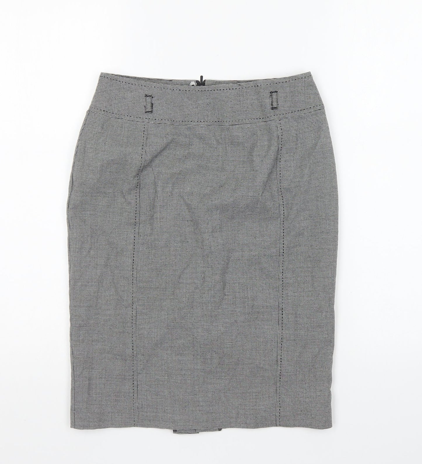 Marks and Spencer Womens Black Geometric Polyester Straight & Pencil Skirt Size 6 - Houndstooth print.