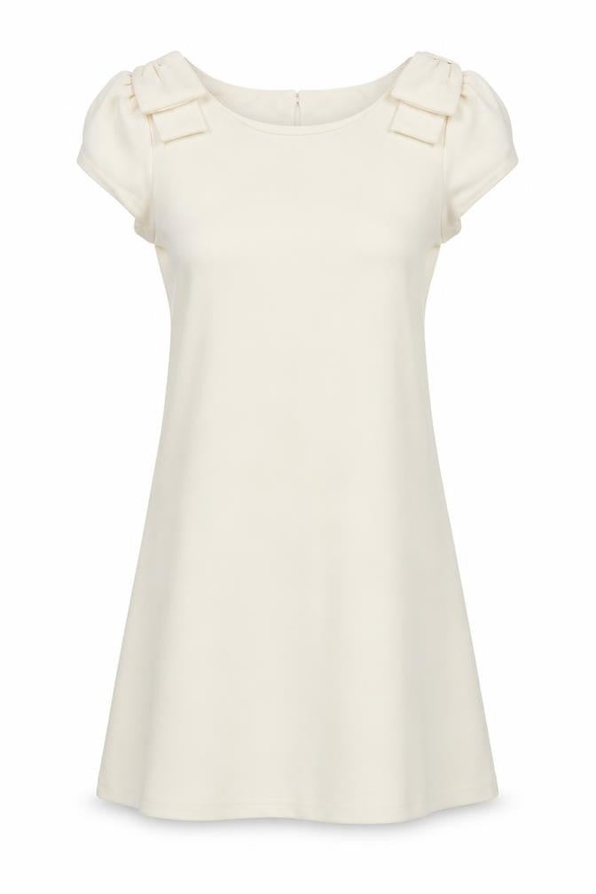 Dorothy Perkins Womens Ivory Polyester A-Line Size 6 Round Neck Button