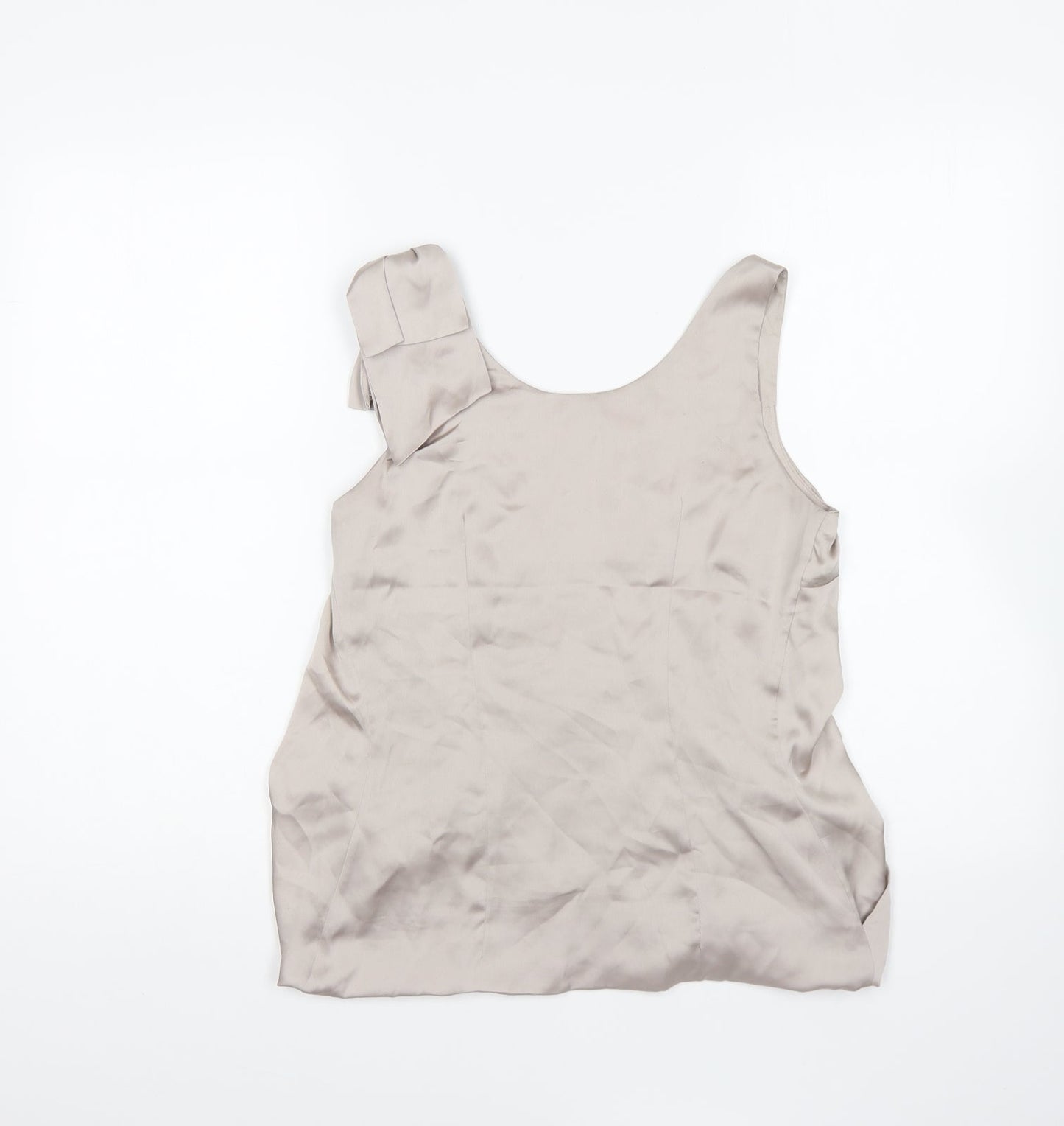 H&M Womens Silver Polyester Basic Blouse Size 6 Scoop Neck