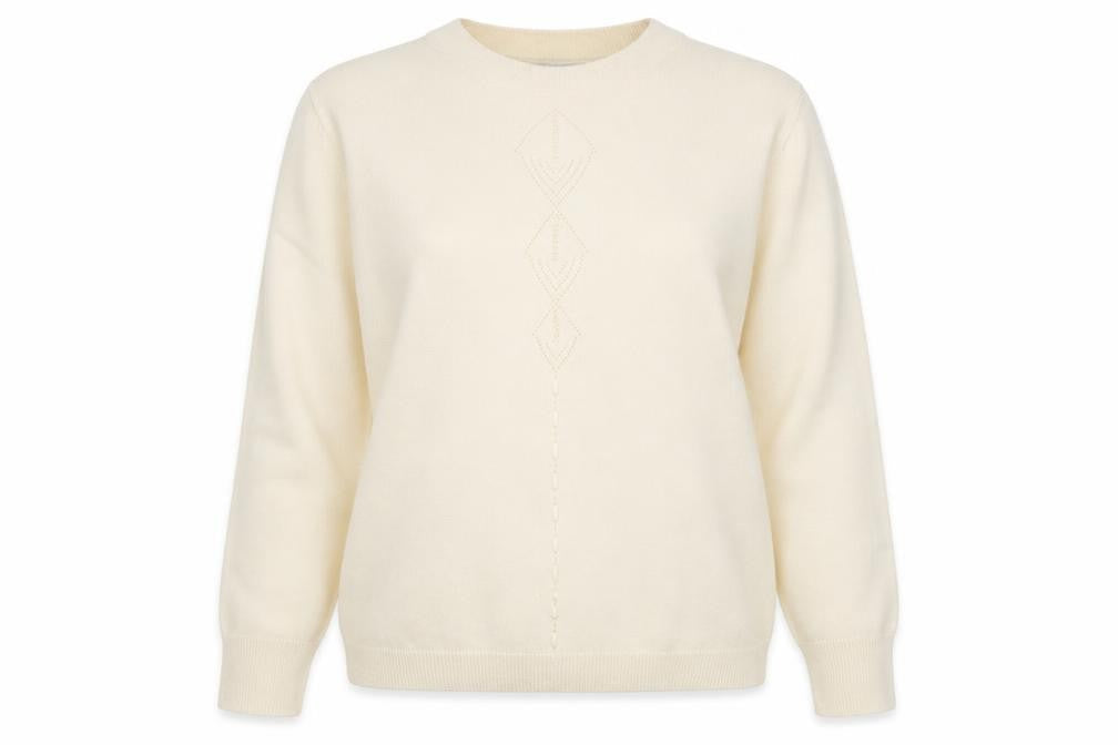 Sinclair Womens Ivory Crew Neck Acrylic Pullover Jumper Size S