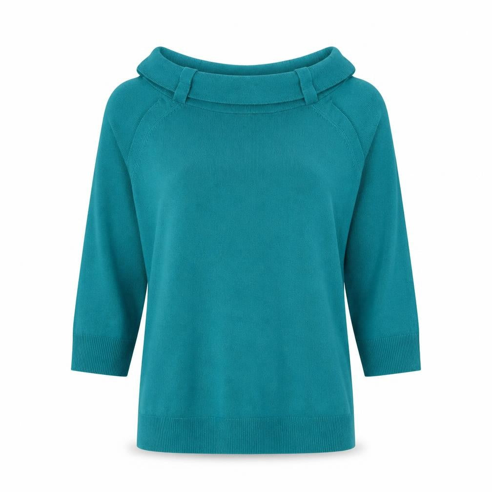 Marks & Spencer Womens Green Boat Neck Acrylic Pullover Jumper Size 14