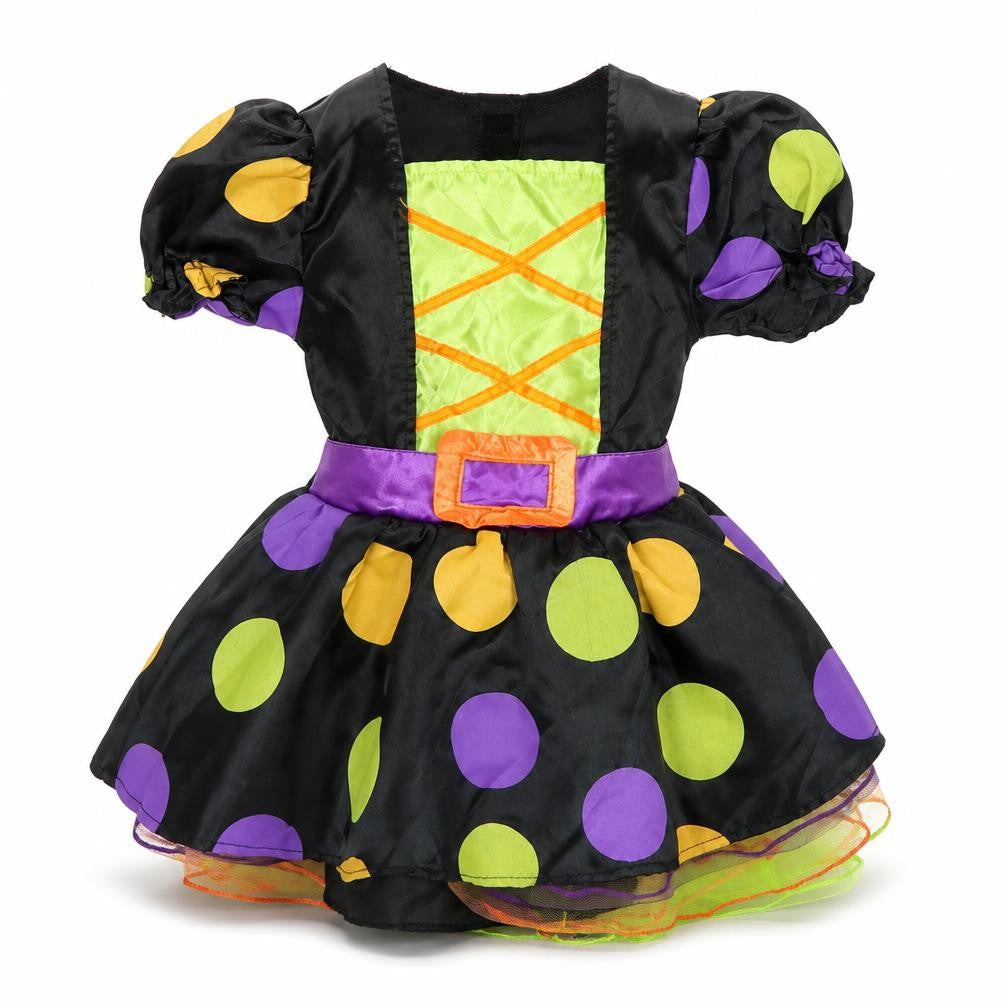 Hallow Scream Girls Multicoloured Polka Dot Polyester Skater Dress Size 12 Months Square Neck Pullover - Halloween costume