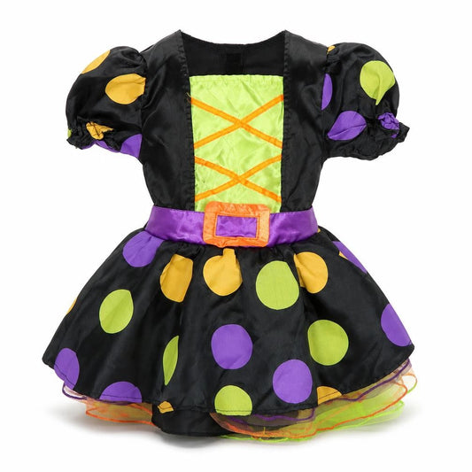 Hallow Scream Girls Multicoloured Polka Dot Polyester Skater Dress Size 12 Months Square Neck Pullover - Halloween costume