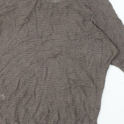 Preloved Express Womens Brown Viscose Basic T-Shirt Size XS Boat Neck - Label