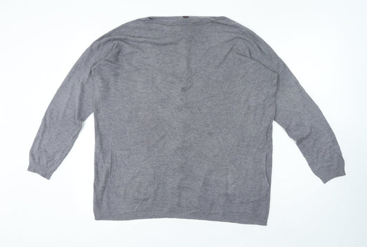 Preworn Womens Grey Polyester Basic T-Shirt Size L Round Neck - Peral