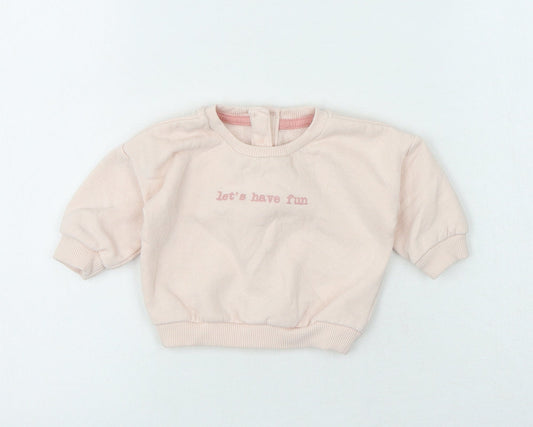 Matalan Girls Pink Polyester Jersey T-Shirt Size 0-3 Months Crew Neck - Sloagan