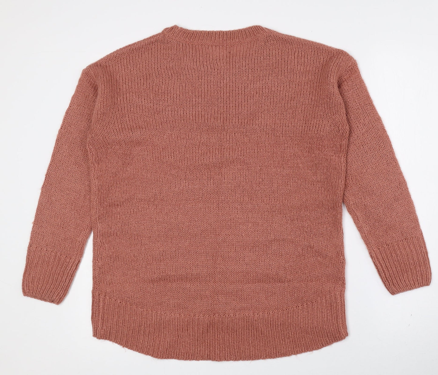 New Look Womens Pink Crew Neck Acrylic Pullover Jumper Size S