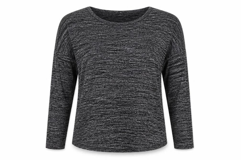 Indigo Womens Grey Polyester Basic T-Shirt Size 10 Crew Neck - Cowl Back