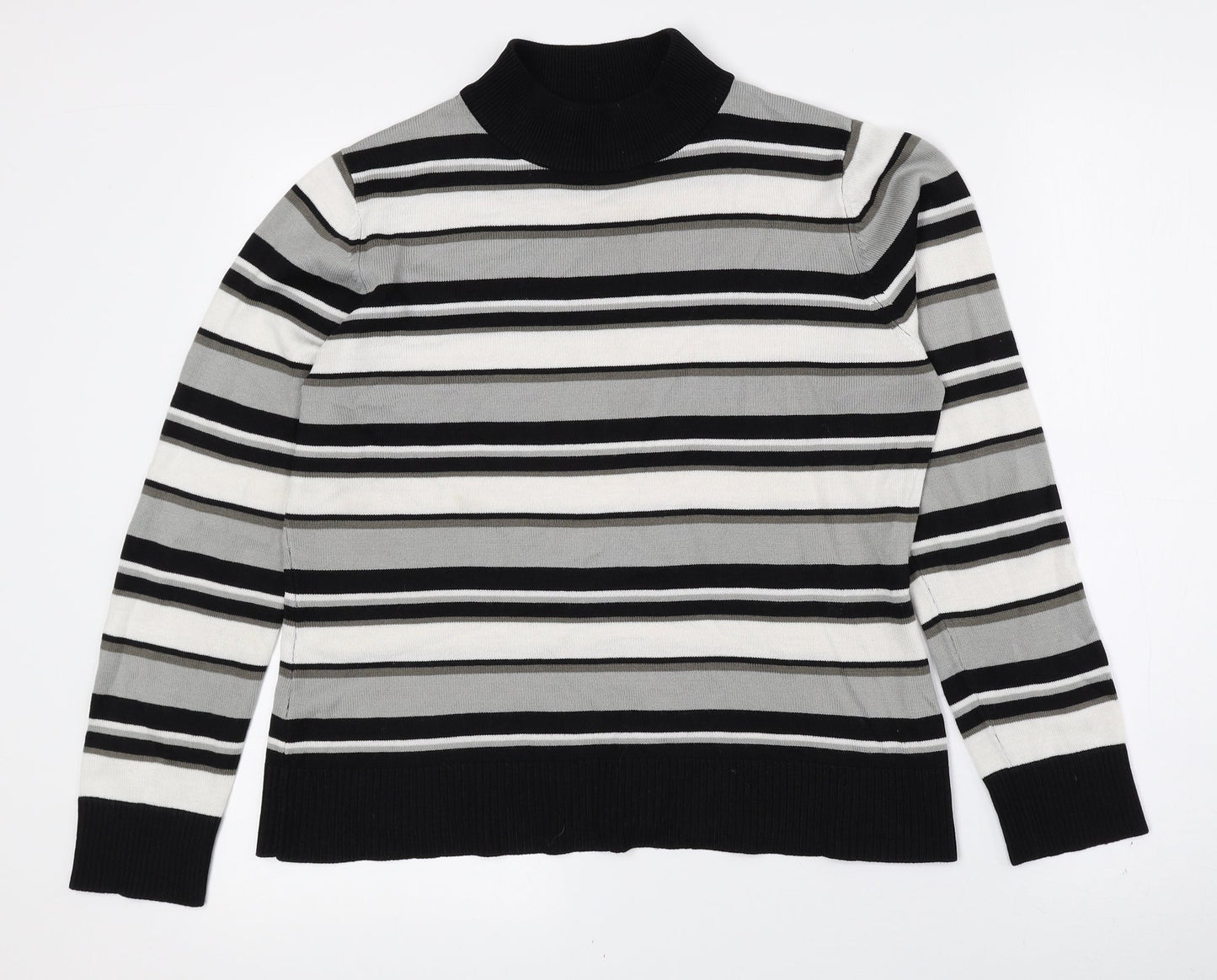 Pure & Natural Womens Multicoloured High Neck Striped Polyester Pullover Jumper Size 14