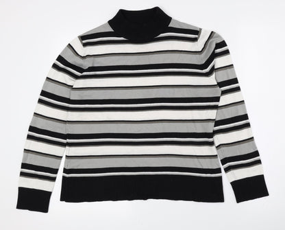Pure & Natural Womens Multicoloured High Neck Striped Polyester Pullover Jumper Size 14