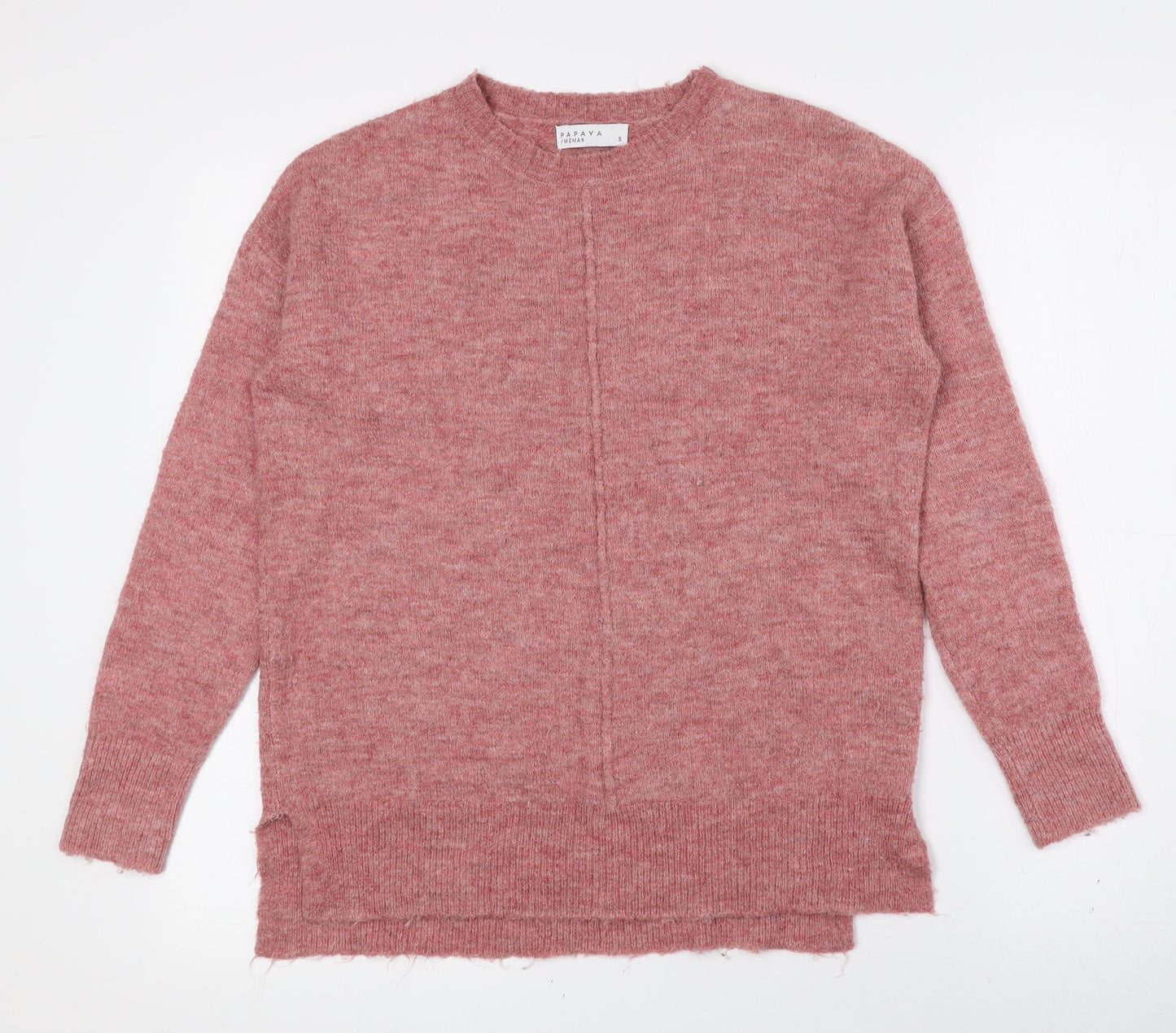 Papaya Womens Pink Crew Neck Acrylic Pullover Jumper Size S
