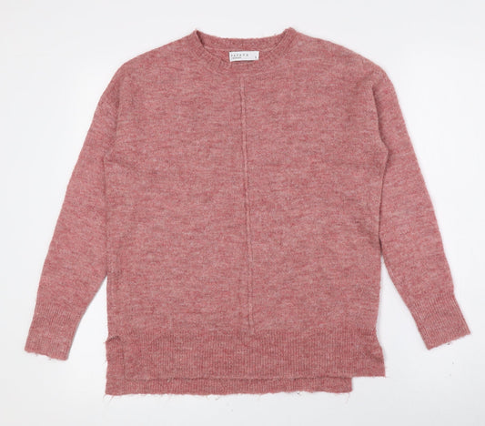 Papaya Womens Pink Crew Neck Acrylic Pullover Jumper Size S