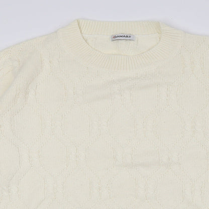 Damart Womens Yellow Crew Neck Acrylic Pullover Jumper Size 14