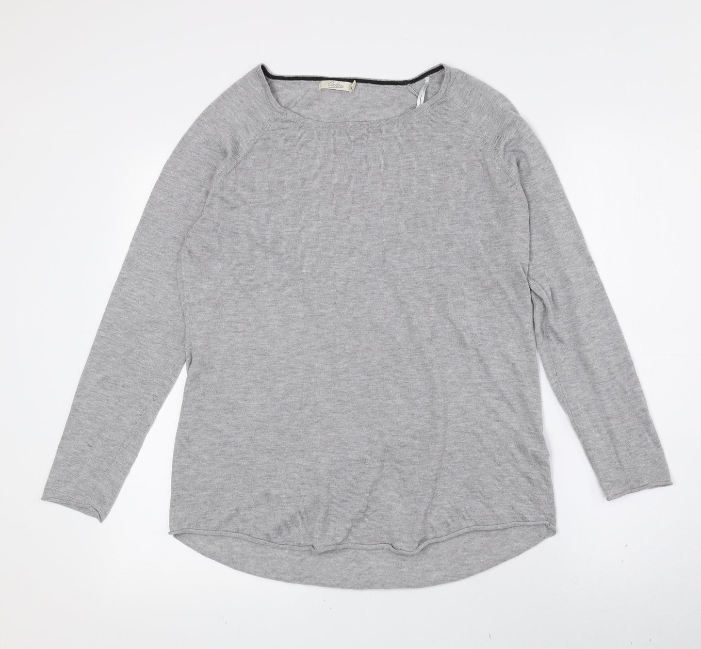 Onfire Womens Grey Polyester Basic T-Shirt Size 10 Boat Neck