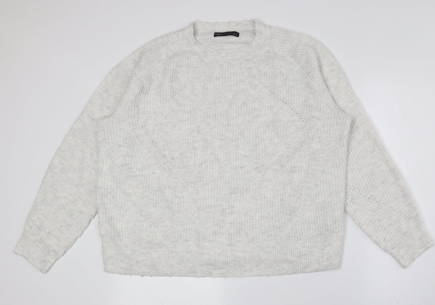 Marks and Spencer Womens Grey Crew Neck Acrylic Pullover Jumper Size L