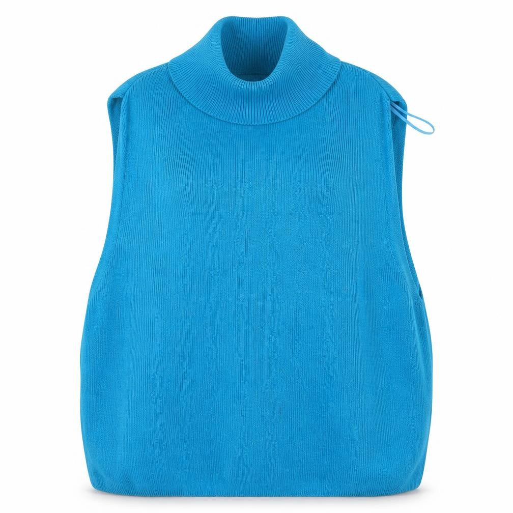 Primark Womens Blue Mock Neck Acrylic Vest Jumper Size 6