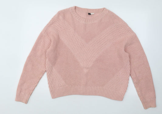 Divided by H&M Womens Pink Round Neck Acrylic Pullover Jumper Size S