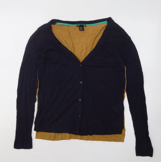 H&M Womens Blue V-Neck Viscose Cardigan Jumper Size XS