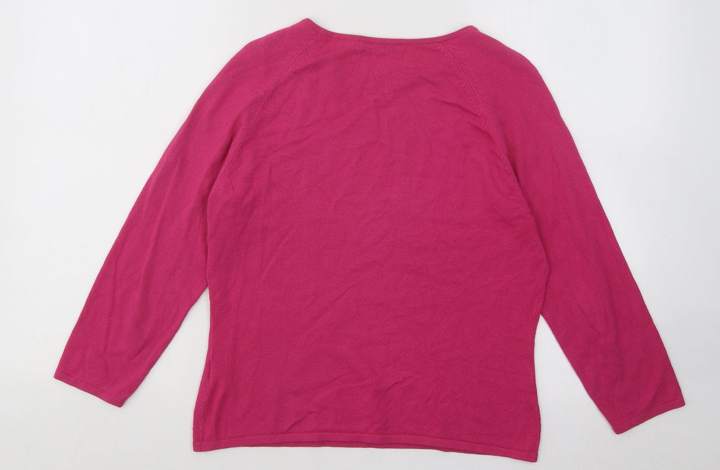 Marks and Spencer Womens Pink Round Neck Viscose Pullover Jumper Size 14