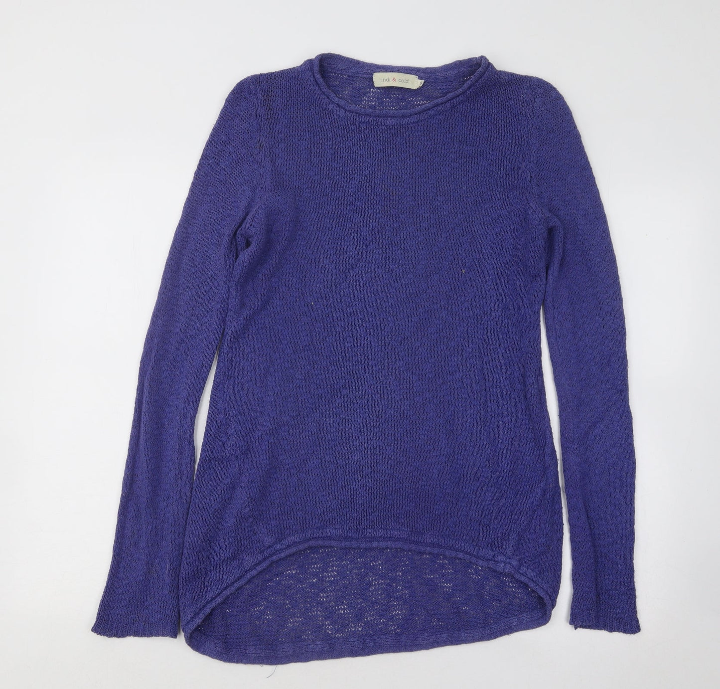 Indi & Cold Womens Purple Round Neck Cotton Pullover Jumper Size S
