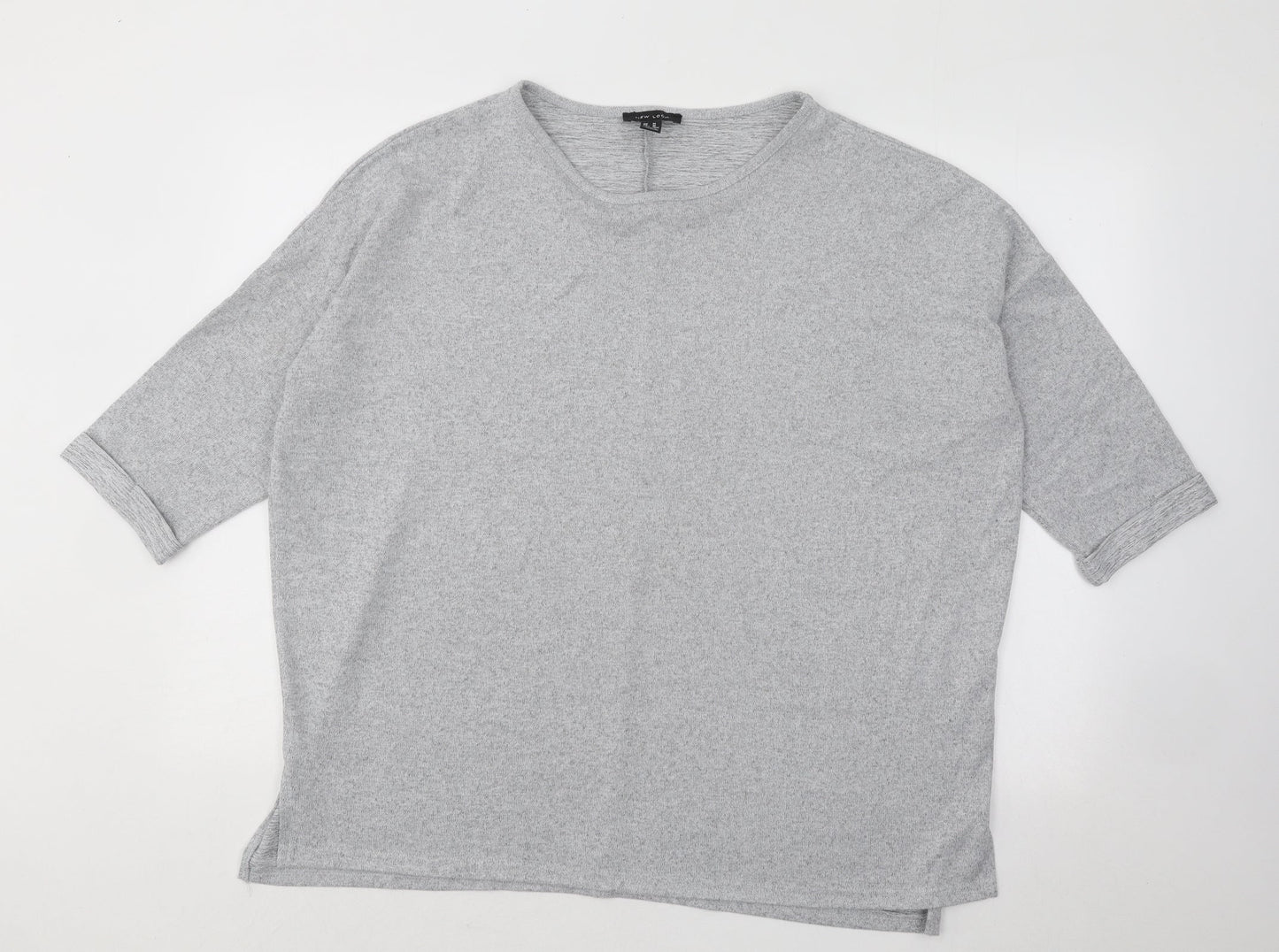 New Look Womens Grey Round Neck Acrylic Pullover Jumper Size M