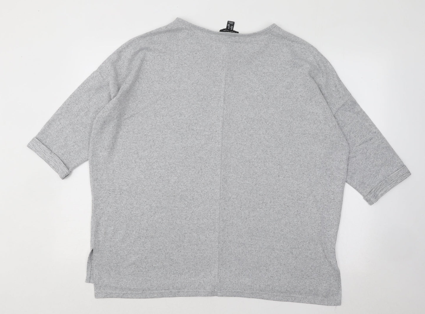 New Look Womens Grey Round Neck Acrylic Pullover Jumper Size M