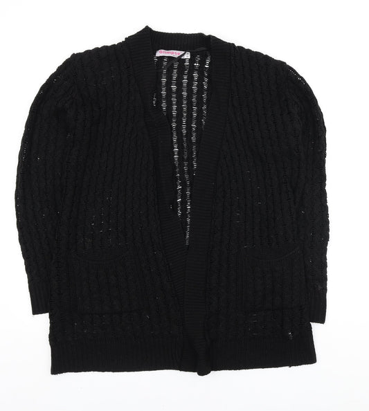 Glimpse Design Womens Black V-Neck Acrylic Cardigan Jumper Size S