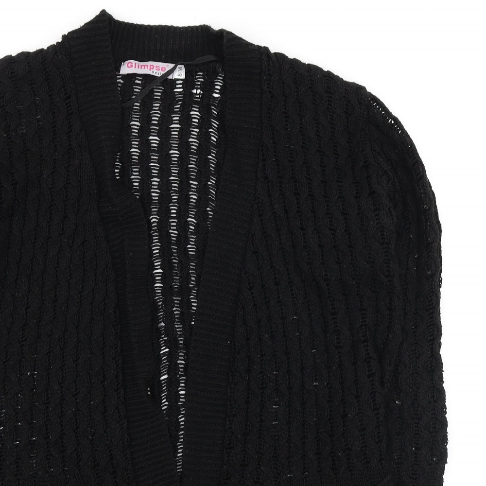 Glimpse Design Womens Black V-Neck Acrylic Cardigan Jumper Size S