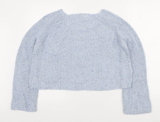 H&M Womens Blue Boat Neck Acrylic Pullover Jumper Size M