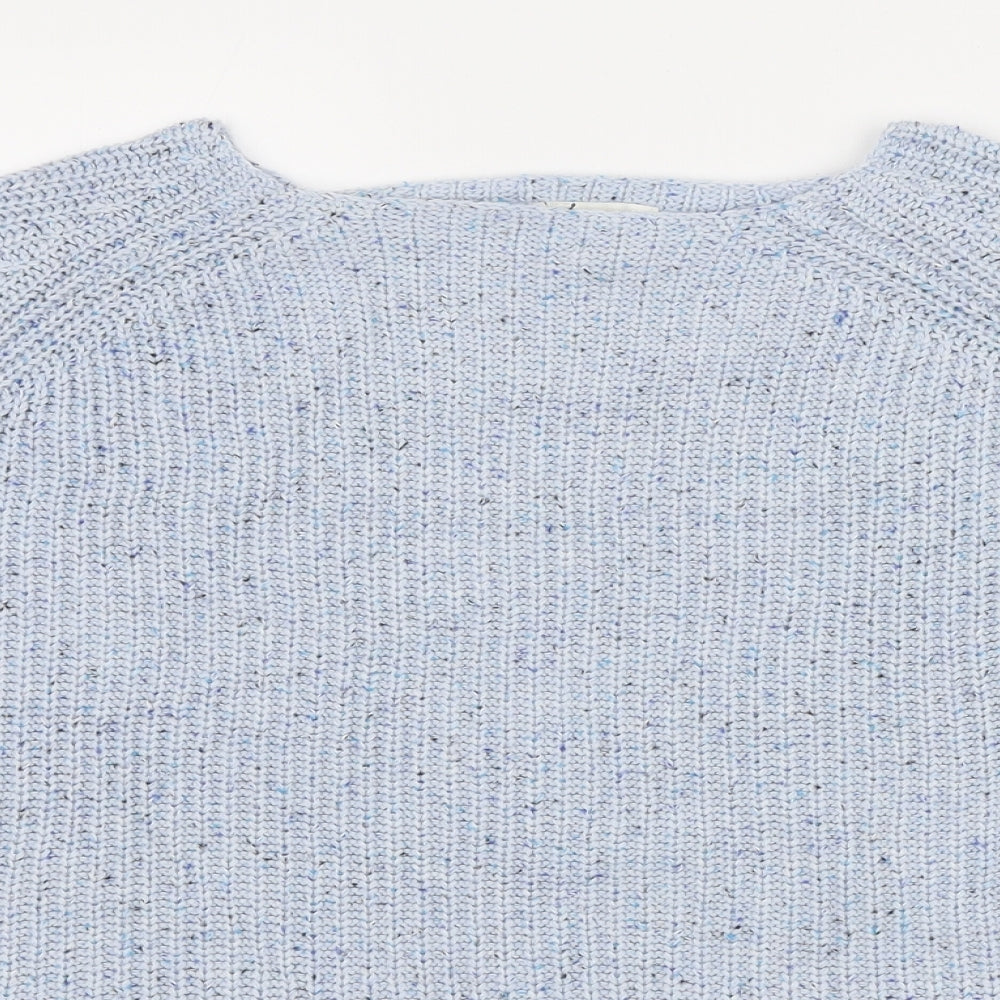 H&M Womens Blue Boat Neck Acrylic Pullover Jumper Size M
