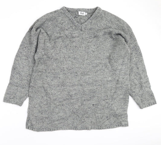 Pilot Mens Grey V-Neck Acrylic Pullover Jumper Size M