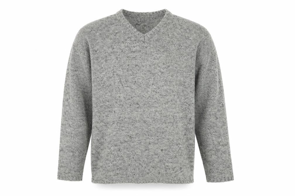 Pilot Mens Grey V-Neck Acrylic Pullover Jumper Size M
