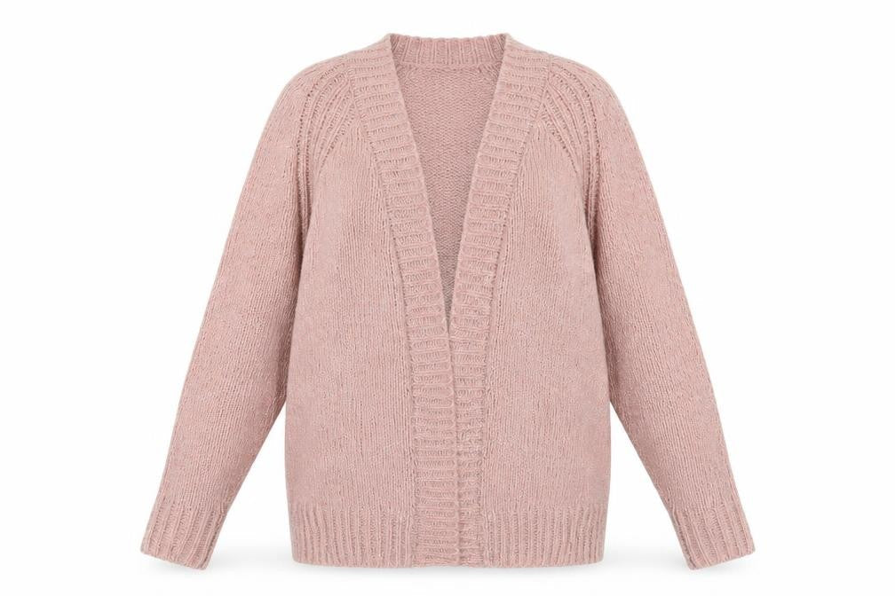 Mango Womens Pink V-Neck Polyamide Cardigan Jumper Size S