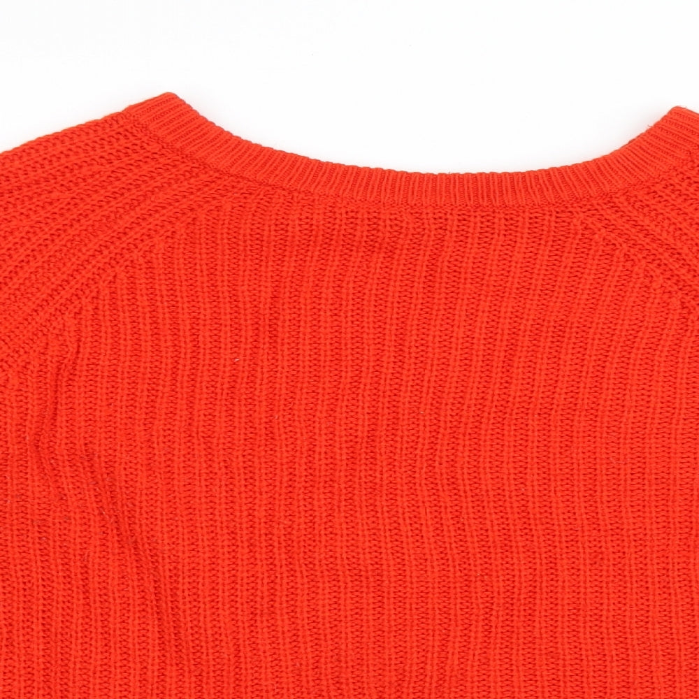 George Womens Red Round Neck Acrylic Pullover Jumper Size 12