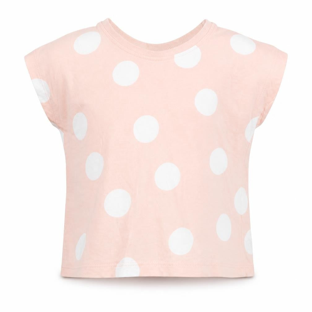 George Girls Pink Polka Dot Cotton Basic T-Shirt Size 6-9 Months Round Neck Pullover