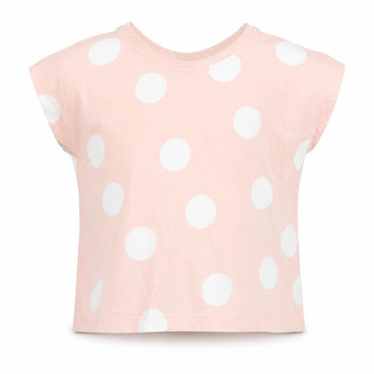 George Girls Pink Polka Dot Cotton Basic T-Shirt Size 6-9 Months Round Neck Pullover