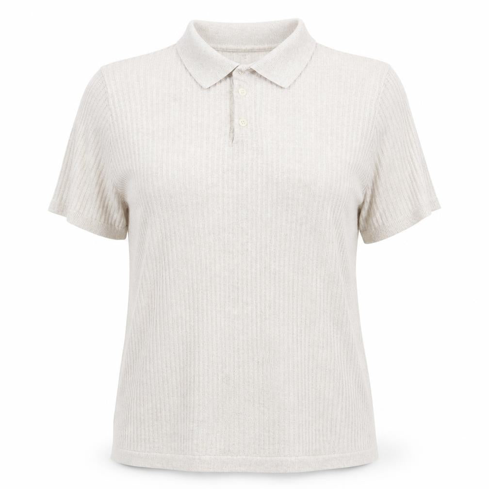 Zara Womens Beige Cotton Basic Polo Size L Collared