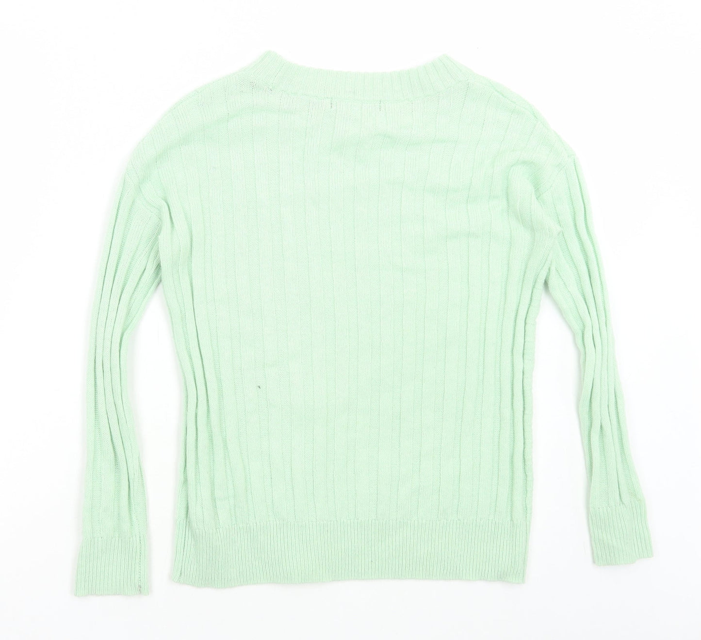 Marks and Spencer Womens Green Round Neck Acrylic Pullover Jumper Size XS