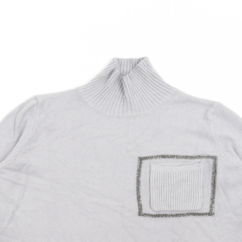 Foresta Bella Womens Grey Roll Neck Viscose Pullover Jumper Size S