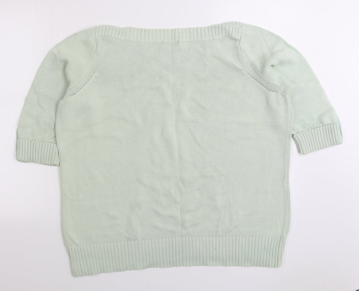 Bonmarché Womens Green Boat Neck 100% Cotton Pullover Jumper Size XL