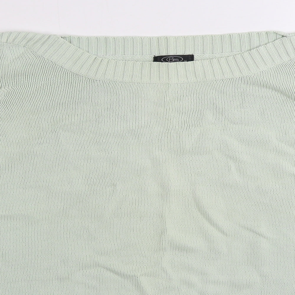 Bonmarché Womens Green Boat Neck 100% Cotton Pullover Jumper Size XL