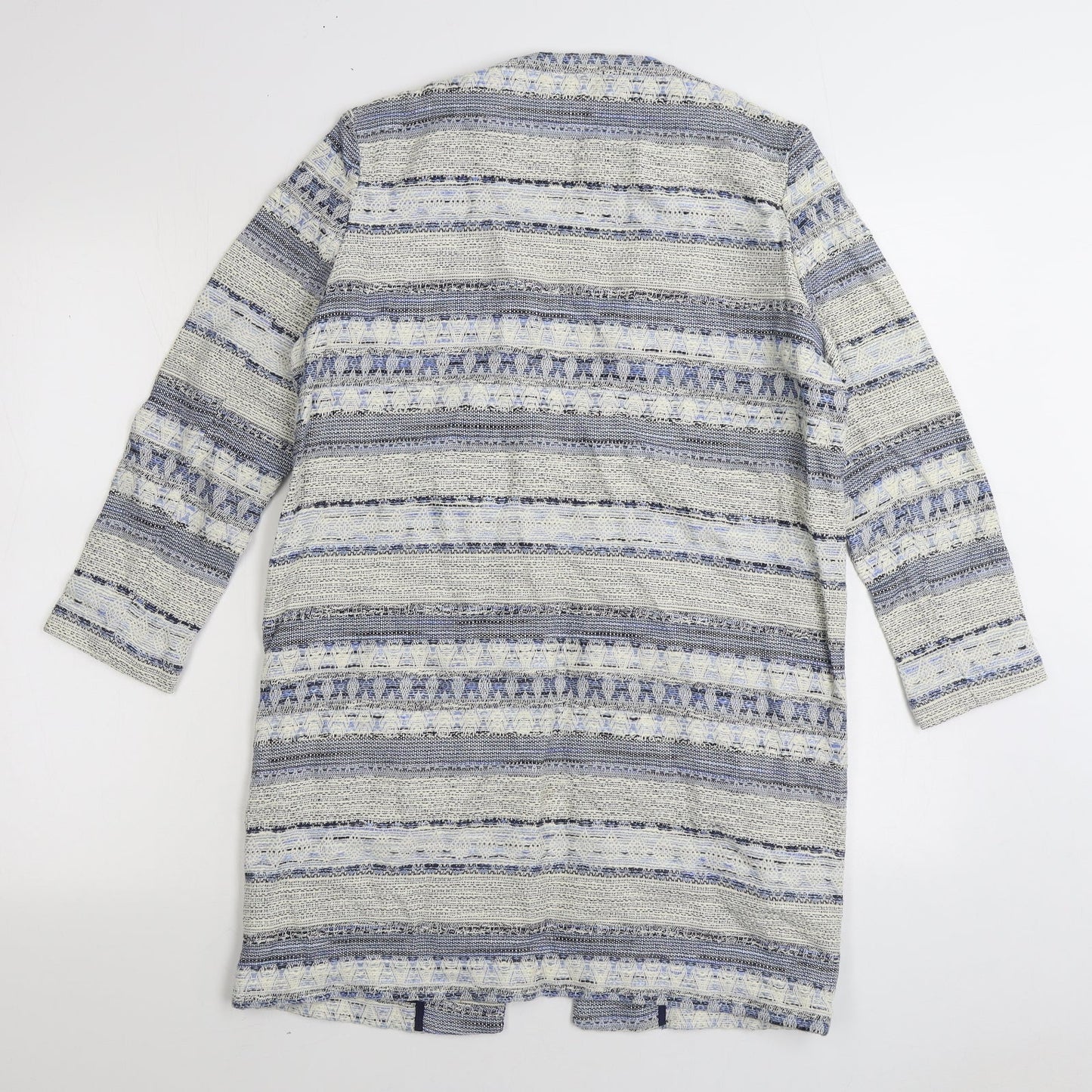 H&M Womens Blue V-Neck Striped Cotton Cardigan Jumper Size XS