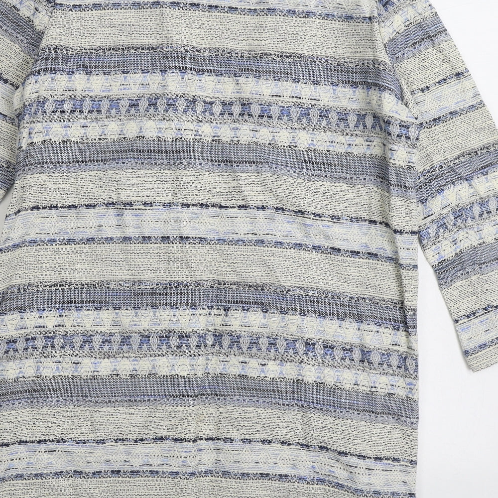 H&M Womens Blue V-Neck Striped Cotton Cardigan Jumper Size XS