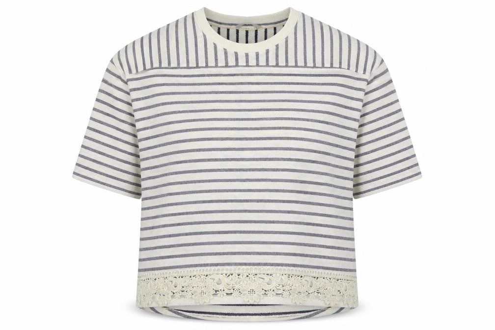 George Womens White Striped Polyester Pullover Sweatshirt Size 22 Pullover