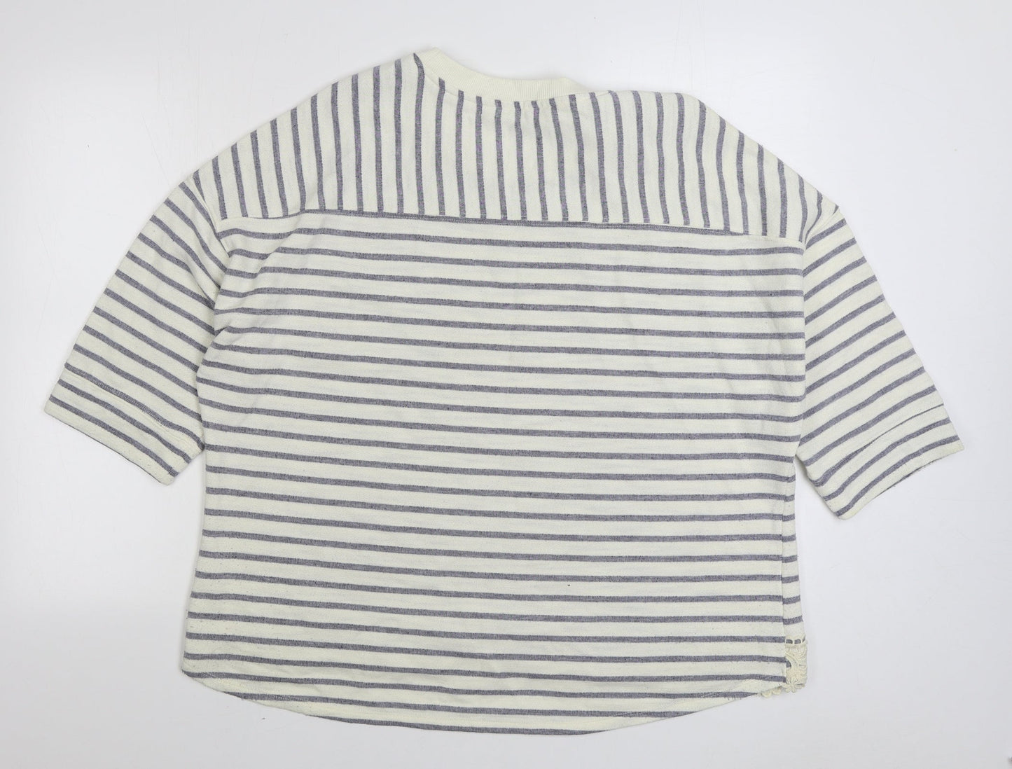 George Womens White Striped Polyester Pullover Sweatshirt Size 22 Pullover