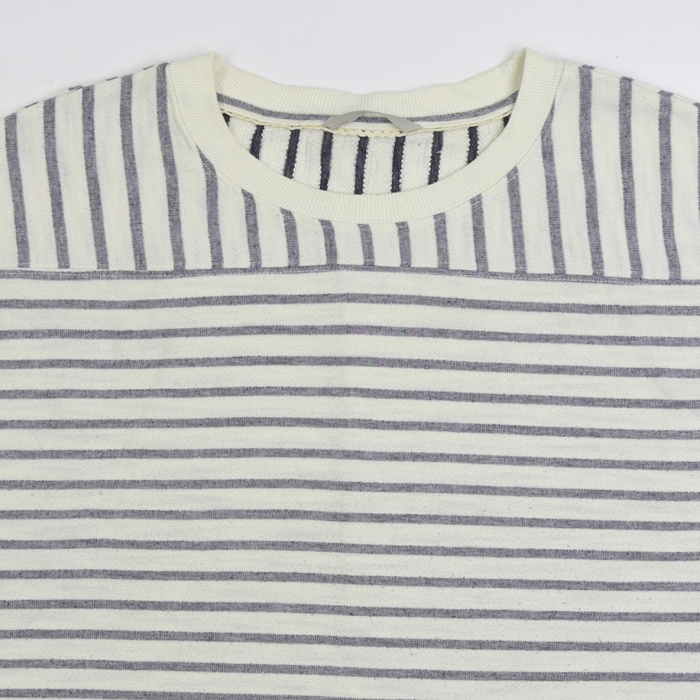 George Womens White Striped Polyester Pullover Sweatshirt Size 22 Pullover