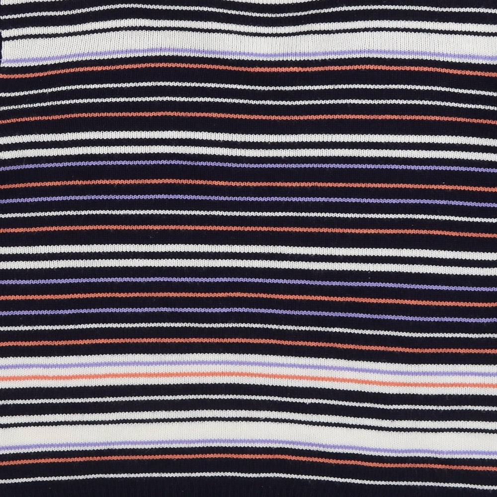 EWM Womens Multicoloured Collared Striped Acrylic Pullover Jumper Size M