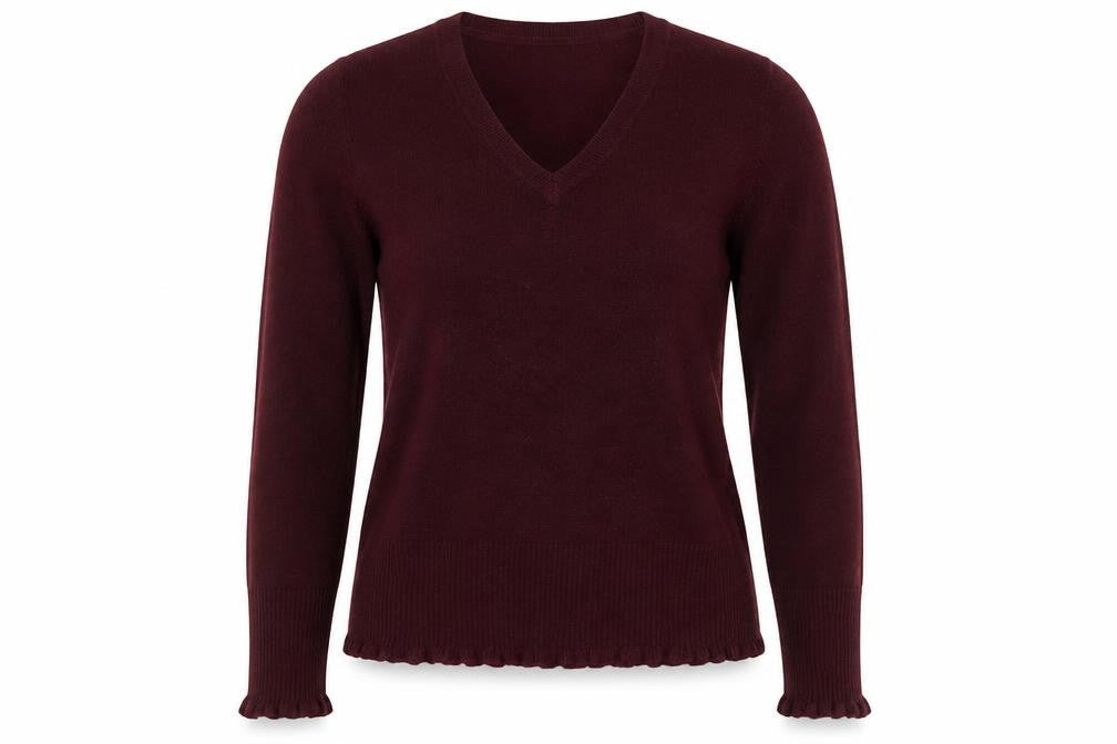 Debenhams Womens Red V-Neck Acrylic Pullover Jumper Size 10