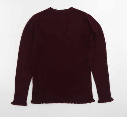 Debenhams Womens Red V-Neck Acrylic Pullover Jumper Size 10